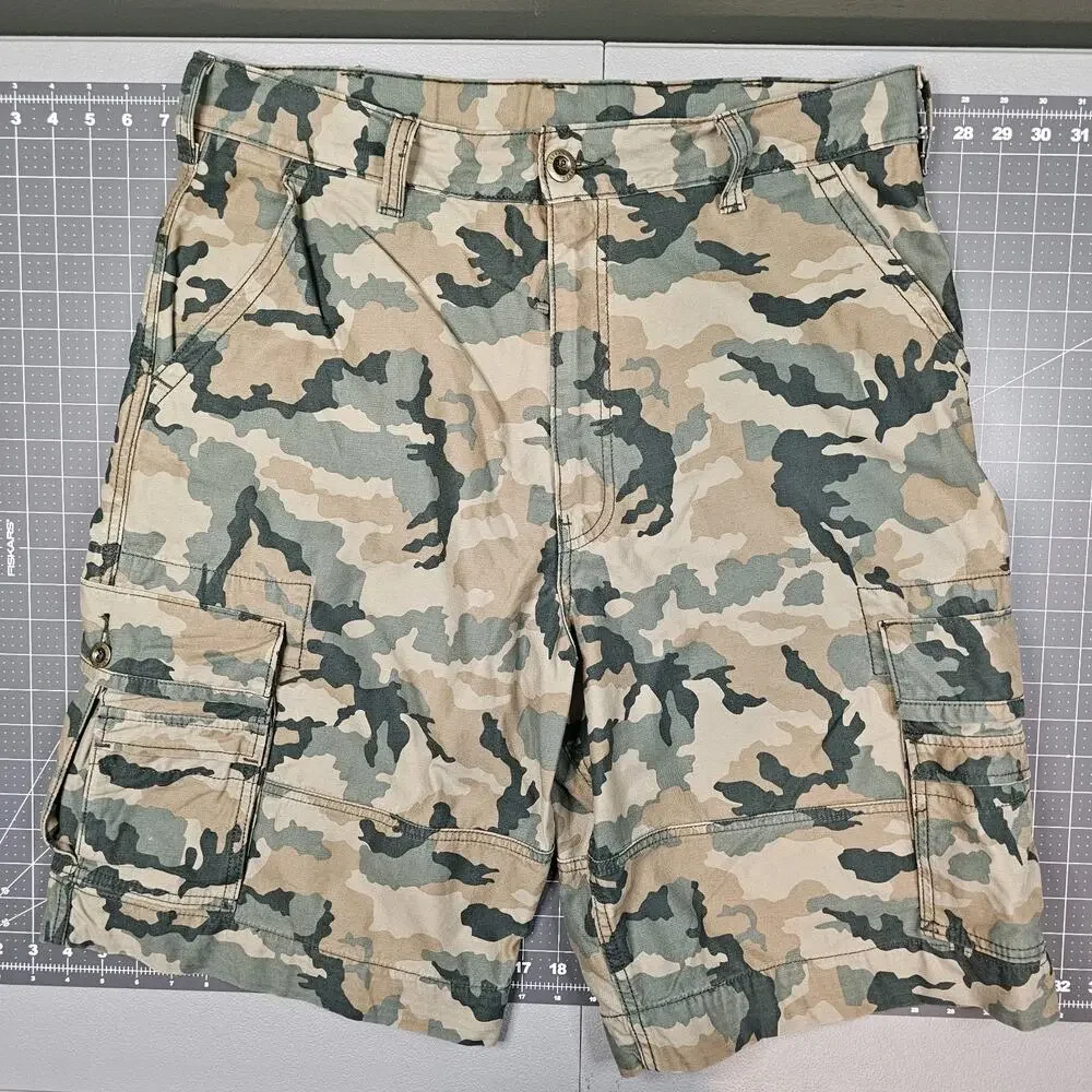 Levis Cargo Shorts 36x12 Camouflage Baggy Loose Y2K 90s Streetwear Skater Long